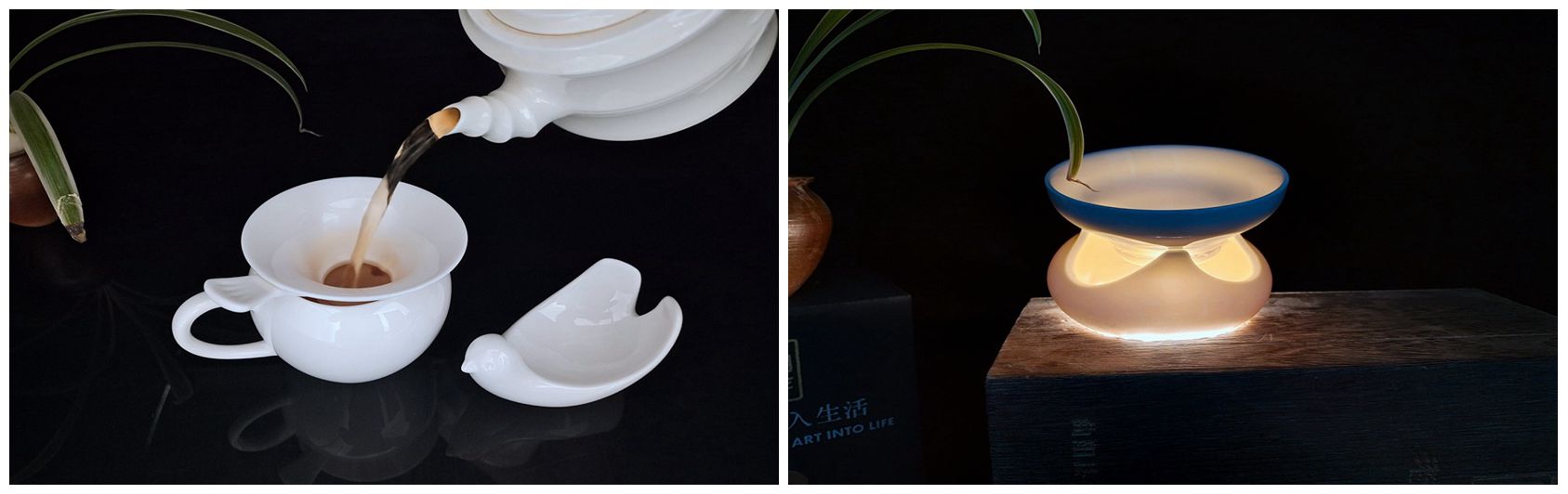 白瓷茶器：小鳥茶漏和三角茶漏，氣質(zhì)典雅脫俗，非常具有現(xiàn)代氣息